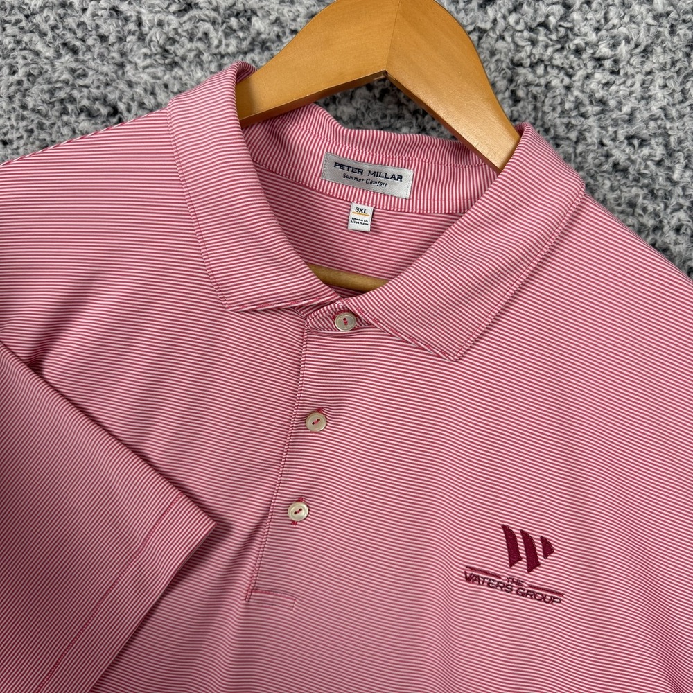 Peter Millar Shirt Mens 3XL Pink Stripe Summer Comfort Golf Polo Performance